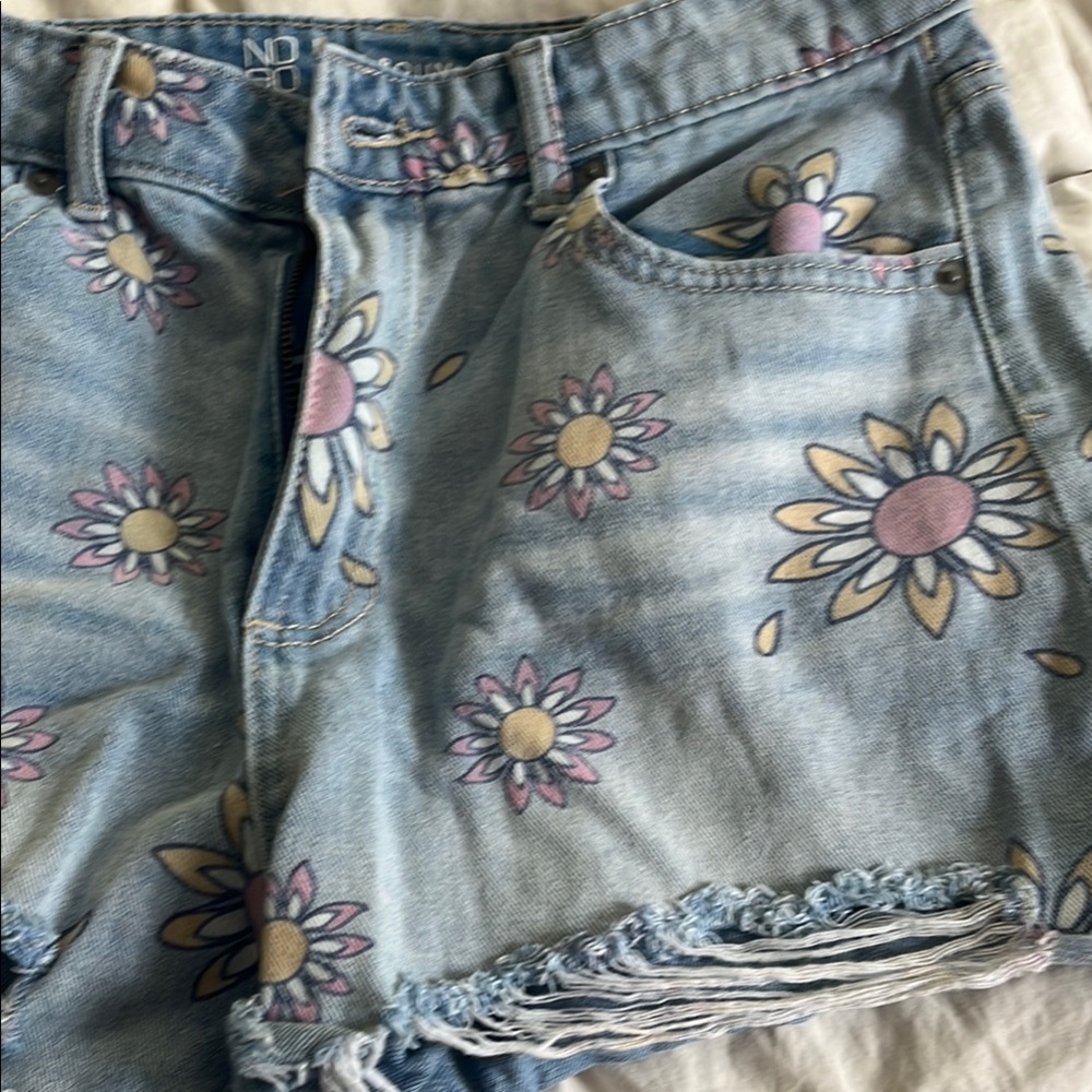 Jean Shorts with Floral Design